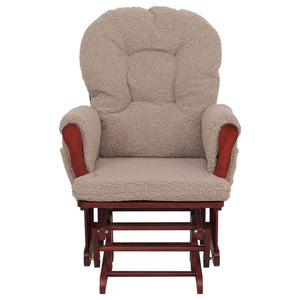 Relaxsessel Schaukelstuhl mit Hocker Bouclé Öko-Tex braun dunkles Gestell