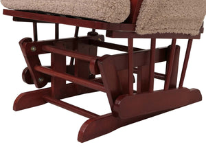 Relaxsessel Schaukelstuhl mit Hocker Bouclé Öko-Tex braun dunkles Gestell