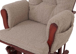 Relaxsessel Schaukelstuhl mit Hocker Bouclé Öko-Tex braun dunkles Gestell