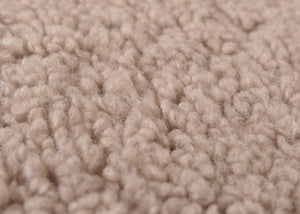 Relaxsessel Schaukelstuhl mit Hocker Bouclé Öko-Tex braun weisses Gestell