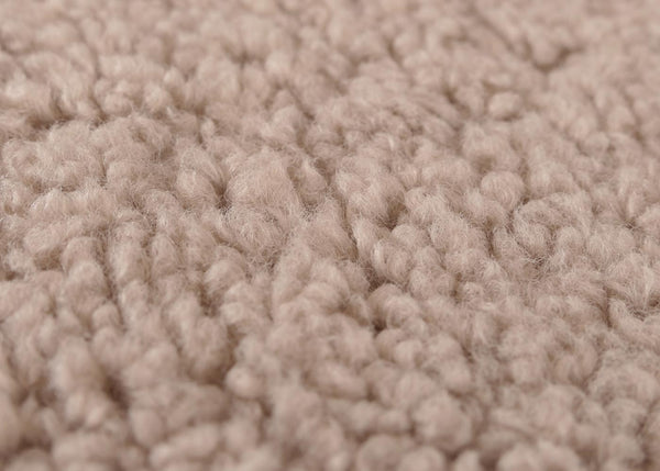 Relaxsessel Schaukelstuhl mit Hocker Bouclé Öko-Tex braun weisses Gestell