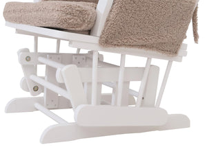 Relaxsessel Schaukelstuhl mit Hocker Bouclé Öko-Tex braun weisses Gestell
