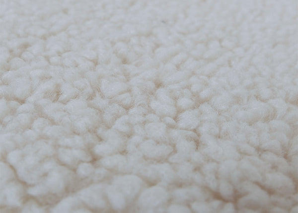 Relaxsessel Schaukelstuhl mit Hocker Bouclé Öko-Tex creme dunkles Gestell