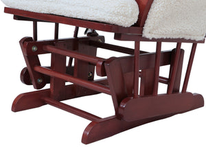 Relaxsessel Schaukelstuhl mit Hocker Bouclé Öko-Tex creme dunkles Gestell