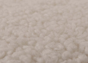 Relaxsessel Schaukelstuhl mit Hocker Bouclé Öko-Tex creme weisses Gestell