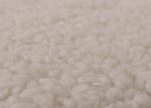 Relaxsessel Schaukelstuhl mit Hocker Bouclé Öko-Tex creme weisses Gestell