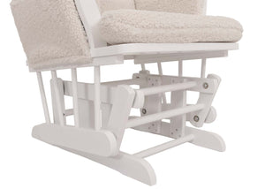 Relaxsessel Schaukelstuhl mit Hocker Bouclé Öko-Tex creme weisses Gestell