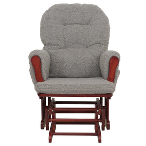 Relaxsessel Schaukelstuhl mit Hocker Bouclé Öko-Tex grau dunkles Gestell