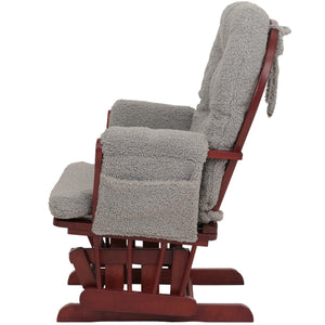 Relaxsessel Schaukelstuhl mit Hocker Bouclé Öko-Tex grau dunkles Gestell