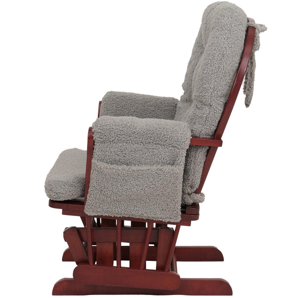 Relaxsessel Schaukelstuhl mit Hocker Bouclé Öko-Tex grau dunkles Gestell