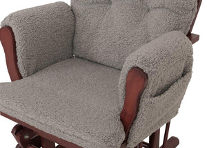 Relaxsessel Schaukelstuhl mit Hocker Bouclé Öko-Tex grau dunkles Gestell