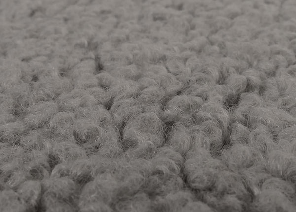 Relaxsessel Schaukelstuhl mit Hocker Bouclé Öko-Tex grau weisses Gestell