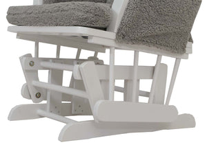 Relaxsessel Schaukelstuhl mit Hocker Bouclé Öko-Tex grau weisses Gestell