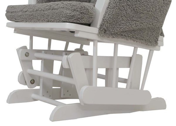 Relaxsessel Schaukelstuhl mit Hocker Bouclé Öko-Tex grau weisses Gestell