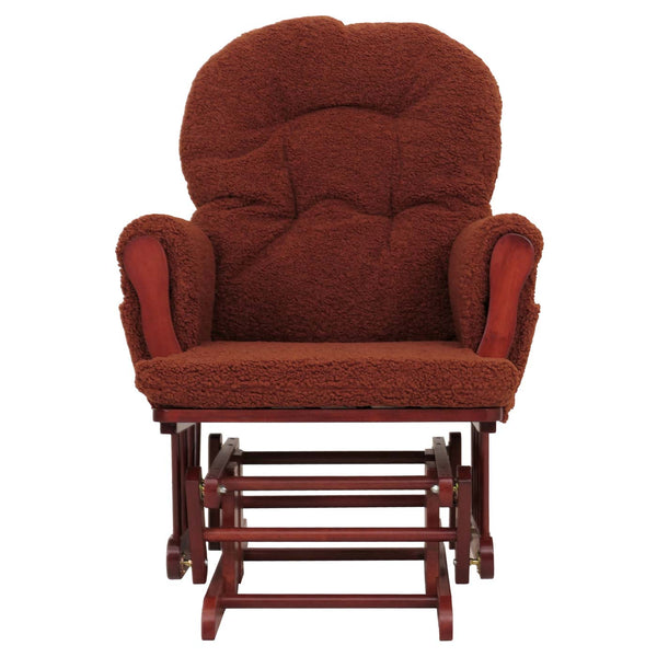 Relaxsessel Schaukelstuhl mit Hocker Bouclé Öko-Tex rostbraun dunkles Gestell