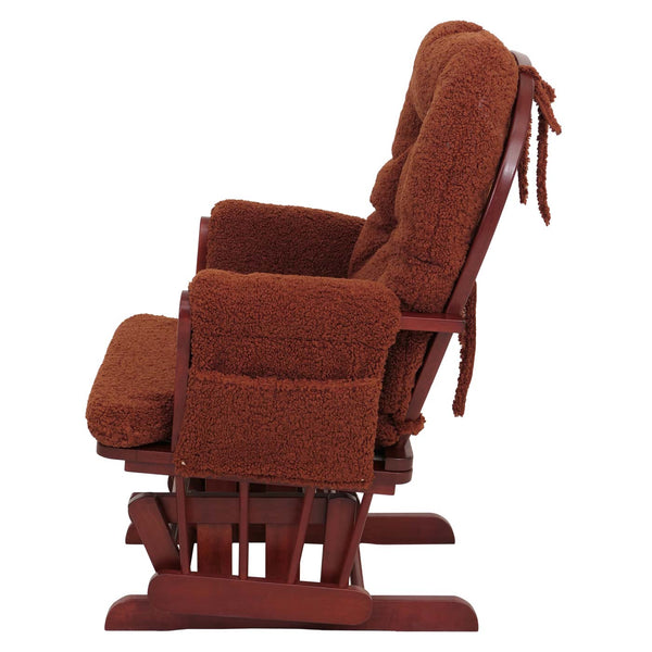 Relaxsessel Schaukelstuhl mit Hocker Bouclé Öko-Tex rostbraun dunkles Gestell
