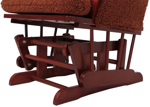Relaxsessel Schaukelstuhl mit Hocker Bouclé Öko-Tex rostbraun dunkles Gestell