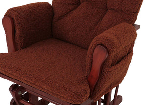 Relaxsessel Schaukelstuhl mit Hocker Bouclé Öko-Tex rostbraun dunkles Gestell