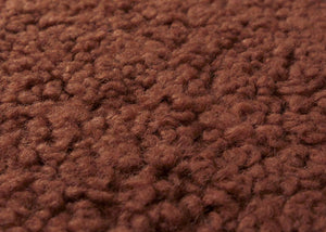 Relaxsessel Schaukelstuhl mit Hocker Bouclé Öko-Tex rostbraun weisses Gestell