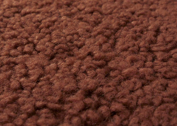 Relaxsessel Schaukelstuhl mit Hocker Bouclé Öko-Tex rostbraun weisses Gestell