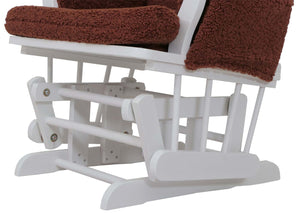 Relaxsessel Schaukelstuhl mit Hocker Bouclé Öko-Tex rostbraun weisses Gestell