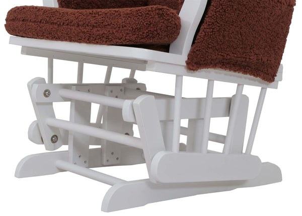 Relaxsessel Schaukelstuhl mit Hocker Bouclé Öko-Tex rostbraun weisses Gestell