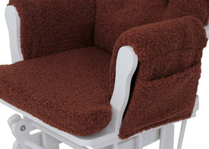 Relaxsessel Schaukelstuhl mit Hocker Bouclé Öko-Tex rostbraun weisses Gestell