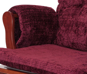 Relaxsessel Schaukelstuhl mit Hocker Chenille Öko-Tex bordeaux dunkles Gestell