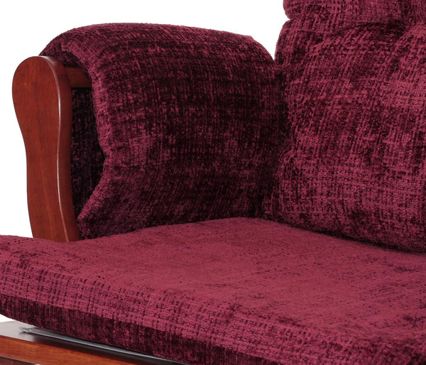 Relaxsessel Schaukelstuhl mit Hocker Chenille Öko-Tex bordeaux dunkles Gestell