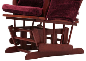 Relaxsessel Schaukelstuhl mit Hocker Chenille Öko-Tex bordeaux dunkles Gestell