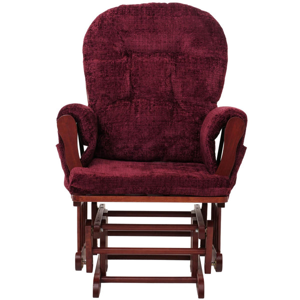 Relaxsessel Schaukelstuhl mit Hocker Chenille Öko-Tex bordeaux dunkles Gestell