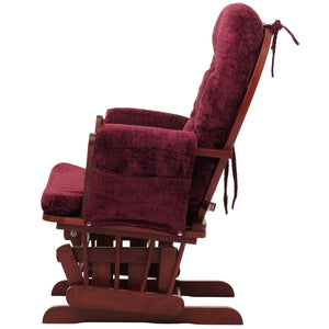 Relaxsessel Schaukelstuhl mit Hocker Chenille Öko-Tex bordeaux dunkles Gestell