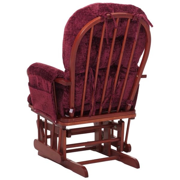Relaxsessel Schaukelstuhl mit Hocker Chenille Öko-Tex bordeaux dunkles Gestell