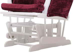 Relaxsessel Schaukelstuhl mit Hocker Chenille Öko-Tex bordeaux weisses Gestell