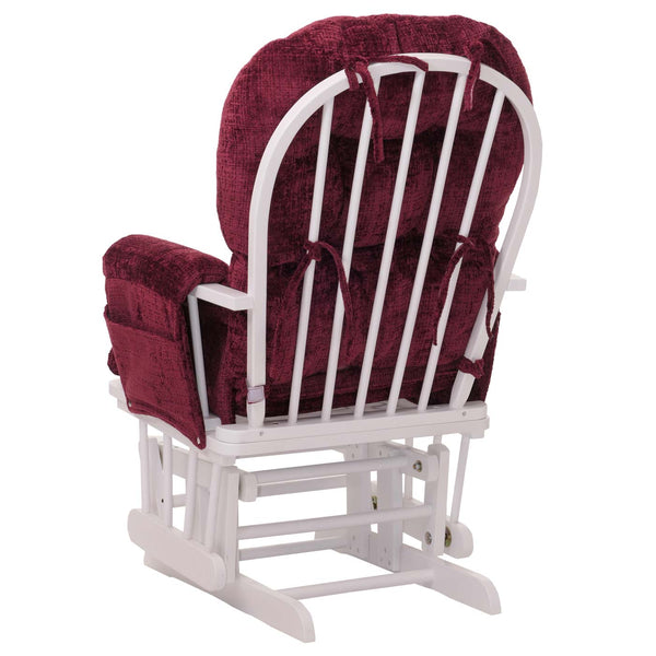 Relaxsessel Schaukelstuhl mit Hocker Chenille Öko-Tex bordeaux weisses Gestell