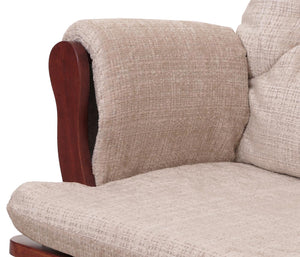 Relaxsessel Schaukelstuhl mit Hocker Chenille Öko-Tex creme dunkles Gestell