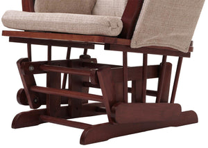 Relaxsessel Schaukelstuhl mit Hocker Chenille Öko-Tex creme dunkles Gestell