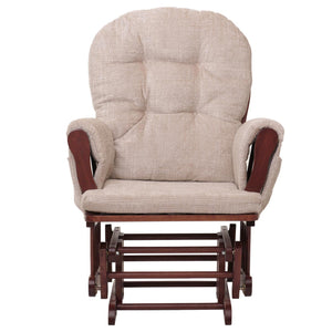 Relaxsessel Schaukelstuhl mit Hocker Chenille Öko-Tex creme dunkles Gestell