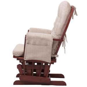 Relaxsessel Schaukelstuhl mit Hocker Chenille Öko-Tex creme dunkles Gestell