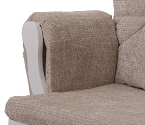 Relaxsessel Schaukelstuhl mit Hocker Chenille Öko-Tex creme weisses Gestell