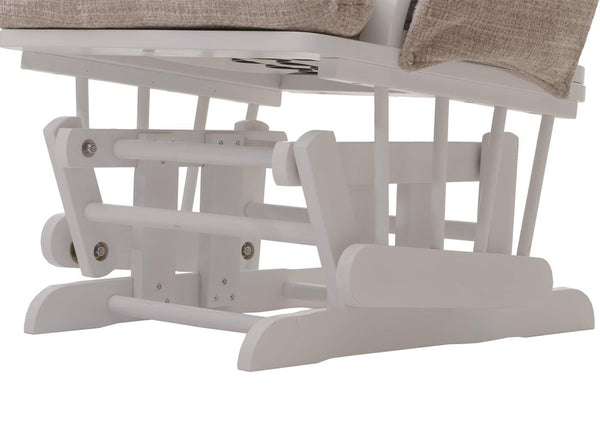 Relaxsessel Schaukelstuhl mit Hocker Chenille Öko-Tex creme weisses Gestell