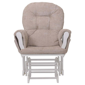 Relaxsessel Schaukelstuhl mit Hocker Chenille Öko-Tex creme weisses Gestell