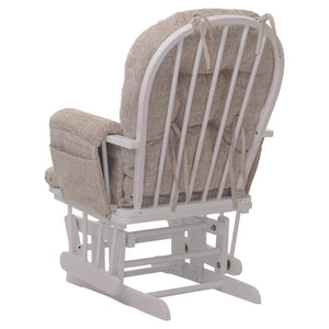Relaxsessel Schaukelstuhl mit Hocker Chenille Öko-Tex creme weisses Gestell