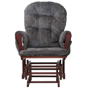 Relaxsessel Schaukelstuhl mit Hocker Chenille Öko-Tex dunkelgrau dunkles Gestell