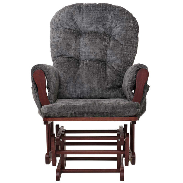 Relaxsessel Schaukelstuhl mit Hocker Chenille Öko-Tex dunkelgrau dunkles Gestell