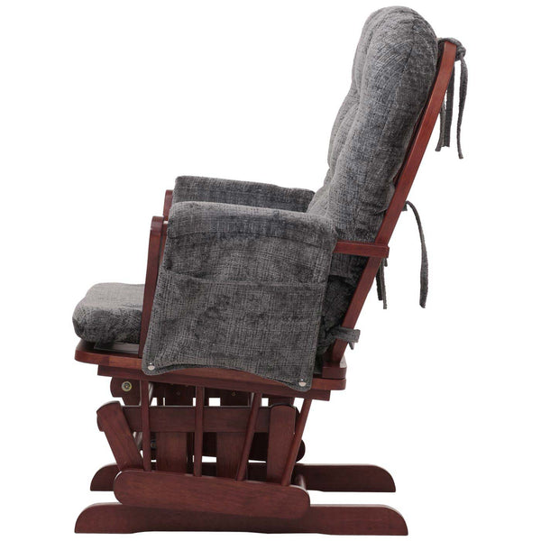 Relaxsessel Schaukelstuhl mit Hocker Chenille Öko-Tex dunkelgrau dunkles Gestell
