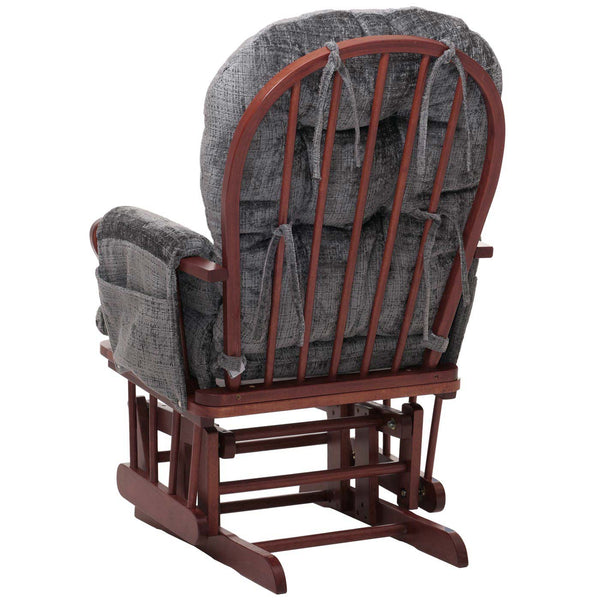 Relaxsessel Schaukelstuhl mit Hocker Chenille Öko-Tex dunkelgrau dunkles Gestell