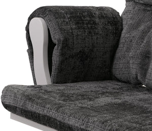 Relaxsessel Schaukelstuhl mit Hocker Chenille Öko-Tex dunkelgrau weisses Gestell