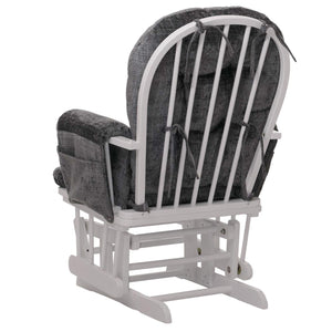 Relaxsessel Schaukelstuhl mit Hocker Chenille Öko-Tex dunkelgrau weisses Gestell