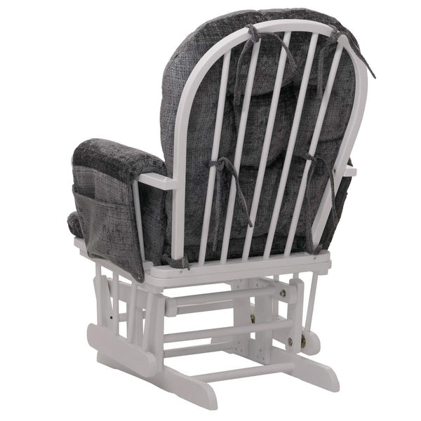 Relaxsessel Schaukelstuhl mit Hocker Chenille Öko-Tex dunkelgrau weisses Gestell